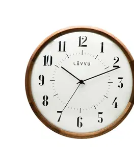 Hodiny LAVVU Dřevěné hodiny s plynulým chodem RETRO, pr. 31,5 cm