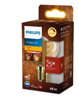 LED žárovky Philips LED filament žárovka E14 P45 3W (25W) 250lm 2200K stmívatelná, jantarová