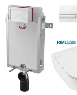 WC sedátka ALCADRAIN Renovmodul předstěnový instalační systém s bílým tlačítkem M1710 + WC JIKA MIO + SEDÁTKO SLIM AM115/1000 M1710 IO1