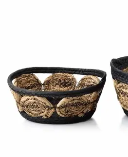 Úložné boxy Mondex Sada tří košů Bali z mořské trávy se vzorem I hnědá/černá