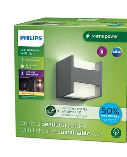 Venkovní nástěnná svítidla Philips Venkovní nástěnné svítidlo Philips LED Arbour UE, 2 světla 2 700 K