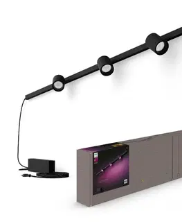 Chytré osvětlení Philips HUE Perifo lištové nástěnné svítidlo se 3 spoty, LED WACA 15,6W 1530lm 2000-6500K RGB, černá