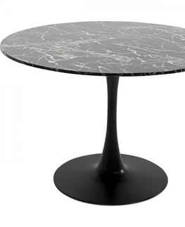 Kulaté jídelní stoly KARE Design Kulatý jídelní stůl Schickeria - mramorový, černý, Ø110cm