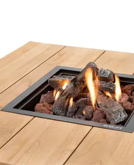 Přenosná ohniště COSI Stůl s plynovým ohništěm cosipure 100 černý rám / deska teak