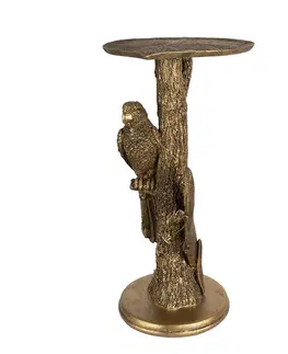 Konferenční stolky Bronzový antik odkládací stolek s papouškem Parrot - 39*32*60 cm Clayre & Eef 5PR0101