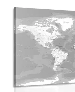 Obrazy mapy Obraz stylová černobílá mapa světa