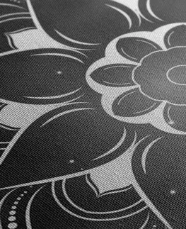 Černobílé obrazy Obraz moderní Mandala s orientálním vzorem v černobílém provedení