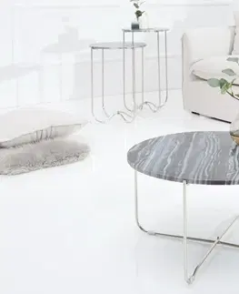 Designové a luxusní konferenční stolky Estila Jedinečný designový konferenční stolek Jaspis šedý mramor / stříbrná