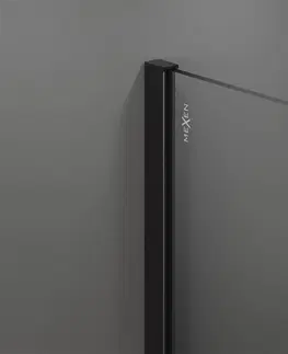 Sprchové zástěny MEXEN/S Kioto Sprchová zástěna WALK-IN 150 x 110 cm, černý vzor, černá 800-150-202-70-70-110