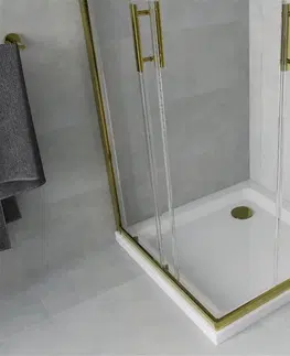 Sifony k pračkám MEXEN/S Rio sprchový kout čtverec 90x90, transparent, zlatá + bílá vanička se sifonem 860-090-090-50-00-4010G