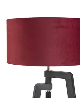 Stojaci lampy Stojací lampa stativ černá s červeným odstínem a zlatem 50 cm - Puros