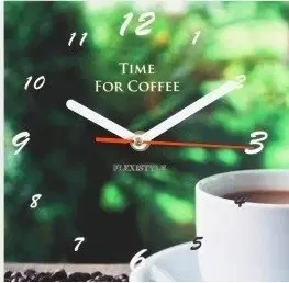 Kuchyňské hodiny Zelené kuchyňské hodiny s šálkem kávy