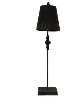 Lampy Černá antik stolní kovová lampa Filla - Ø 20*75 cm E27/max 1*60W Clayre & Eef 5LMP670