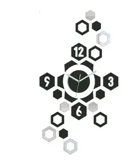 Nalepovací hodiny ModernClock 3D nalepovací hodiny Hexagon wenge