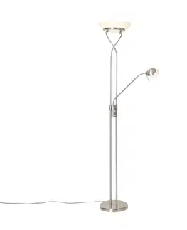 Stojaci lampy Stojací ocelová lampa včetně LED a stmívače s lampičkou na čtení - Empoli
