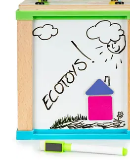 Živé a vzdělávací sady Dřevěná edukační kostka EcoToys House hnědá