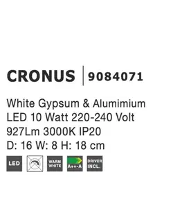 Designová nástěnná svítidla Nova Luce Dekorativní nástěnné LED osvětlení Cronus - 10 W, 927 lm, 165 x 180 x 80 mm NV 9084071
