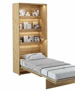 bez úložného prostoru Vysoká sklápěcí postel ve skříni MONTERASSO, 90x200, dub artisan