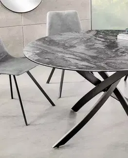 Jídelní stoly LuxD Kulatý jídelní keramický stůl Halia 120 cm taupe