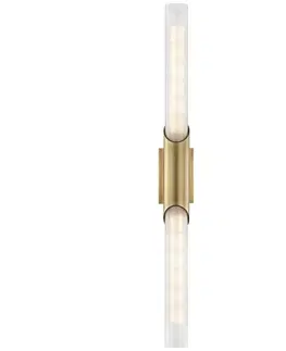Moderní nástěnná svítidla HUDSON VALLEY nástěnné svítidlo PYLON ocel/sklo staromosaz/matné E27 2x6W 2142-AGB-CE