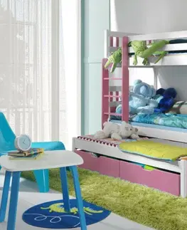 s úložným prostorem Poschoďová postel s úložným prostorem pro 3 děti MAX, masiv borovice