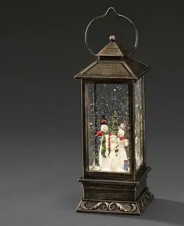 Vánoční dekorace Dekorativní LED lucerna se sněhulákem, hnědá