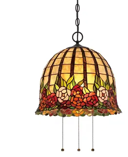 Závěsná světla QUOIZEL Květinové Tiffany závěsné světlo Rosecliffe