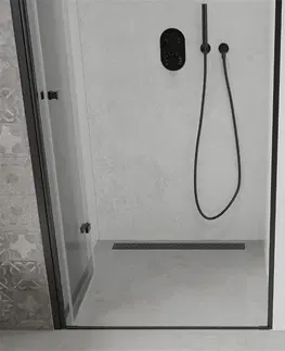 Sprchové kouty MEXEN LIMA skládací dveře 90x190 cm 6mm, černé, transparent se stěnovým profilem 856-090-000-70-00