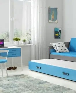 Postele BMS Dětská postel s přistýlkou DAWID | šedá 90 x 200 cm Barva: Růžová