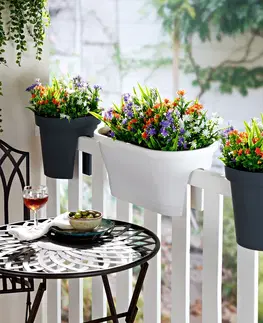 Dekorace na balkon a zahradu Závěsný květináč šedý