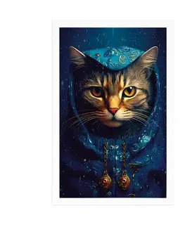 Vládci živočišné říše Plakát modro-zlatá kočka
