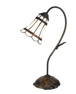 Svítidla Stolní Tiffany lampa hnědé pruhy BrownLine - 30*17*48 cm E14/max 1*25W Clayre & Eef 5LL-6250
