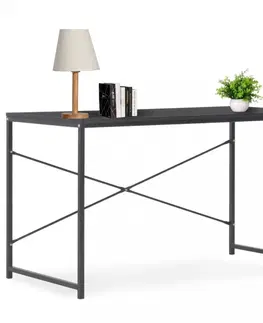 Pracovní stoly Psací stůl 120x60 cm dřevotříska / ocel Dekorhome Bílá / dub