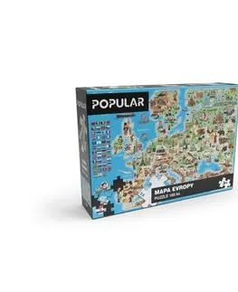 Dřevěné hračky Popular Puzzle Mapa Evropy, 160 dílků