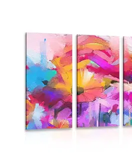 Abstraktní obrazy 5-dílný obraz abstraktní barevné květy