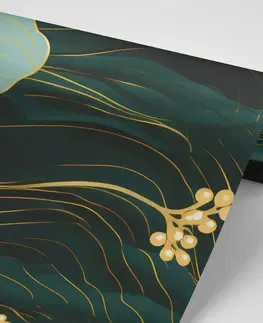 Samolepící tapety Samolepící tapeta luxusní zeleno-zlatý květ