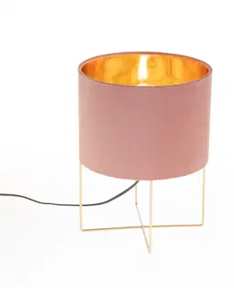 Stolni lampy Moderní stolní lampa růžová se zlatem - Rosalina