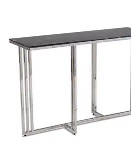 Konzolové stolky DekorStyle Konzolový stolek AMAGAT 120 cm stříbrný/černý mramor