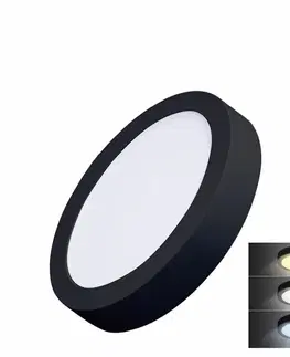 LED stropní svítidla Solight LED mini panel CCT, přisazený, 12W, 900lm, 3000K, 4000K, 6000K, kulatý, černá barva WD170-B