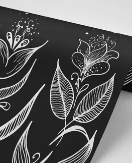 Černobílé tapety Tapeta černobílé lidové ornamenty