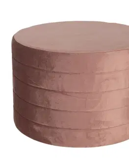 Stoličky Velký růžový sametový puf Salome – Ø 60*40 cm Clayre & Eef 50499P