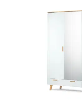 Šatní skříně Šatní skříň se zrcadlem FRISK bílá 150 x 195 x 58