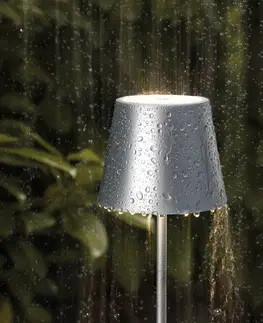 Venkovní osvětlení terasy Sigor LED stolní lampa Nuindie aku mini 25cm stříbrná