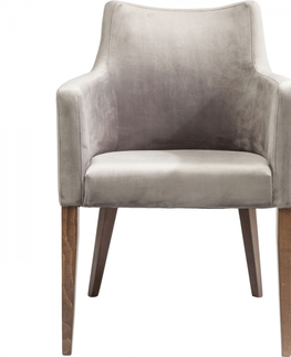 Jídelní židle KARE Design Šedá čalouněná židle s područkami Mode Velvet