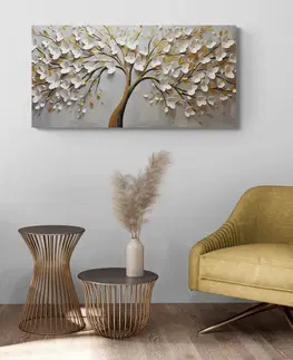 Obrazy stromy a listy Obraz zlatý strom s květinami