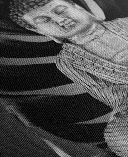 Černobílé obrazy Obraz Budha s relaxačním zátiším v černobílém provedení