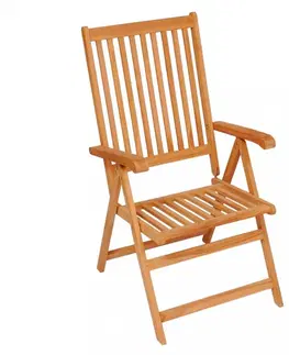 Zahradní židle Skládací zahradní židle s poduškami teak / látka Dekorhome Světle zelená