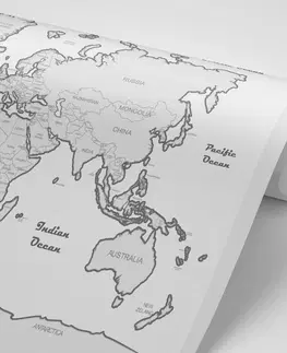 Samolepící tapety Samolepící tapeta mapa světa s šedým okrajem