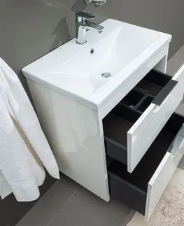Koupelnový nábytek MEREO Vigo, koupelnová skříňka s keramickým umyvadlem 51 cm, bílá CN310