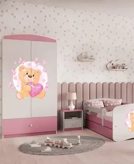 Dětské postýlky Kocot kids Postel Babydreams medvídek s motýlky růžová, varianta 70x140, bez šuplíků, s matrací